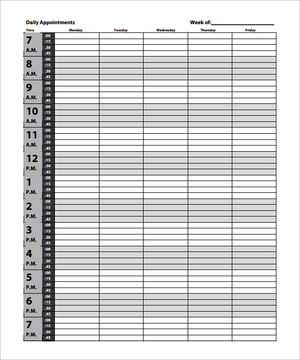Free Printable Daily Appointment Calendar Template Free Printable Templates