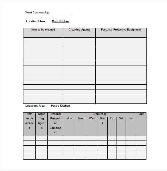 Commercial Kitchen Cleaning Schedules Template Besto Blog