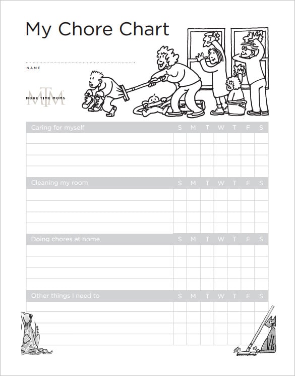 weekly rotating chore chart for kids example pdf