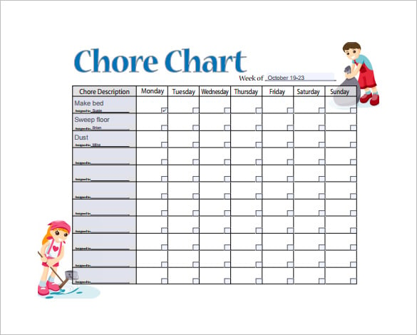sample weekly chore chart template