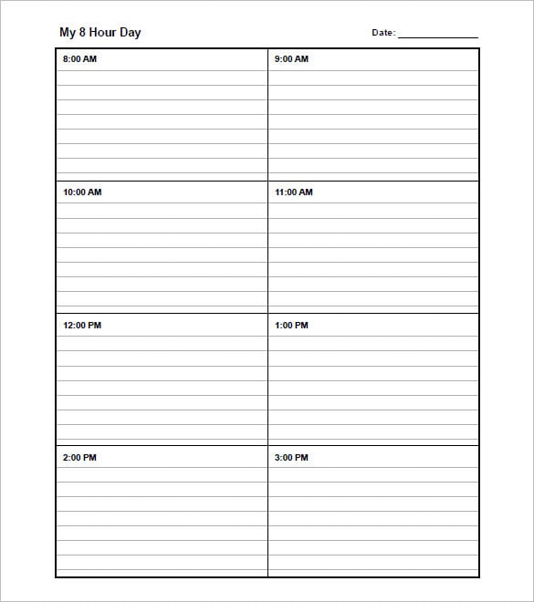 free download 8 hours family schedule template download