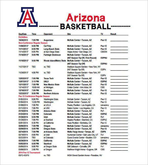 Arizona Basketball Schedule 2025-23