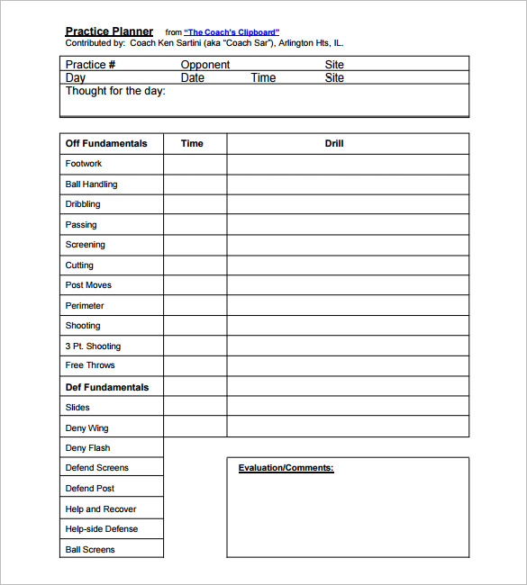 practice planner game basketball schedule template