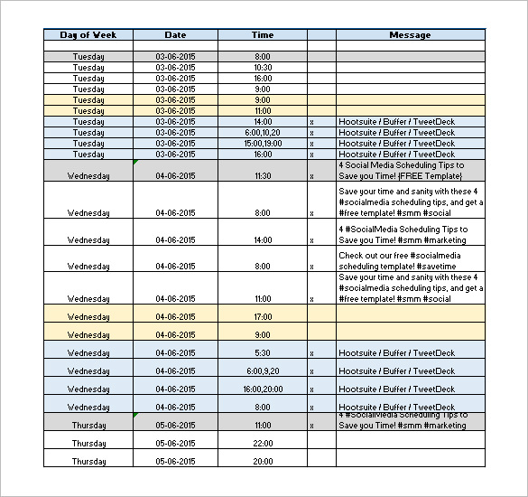 free download social media scheduling template