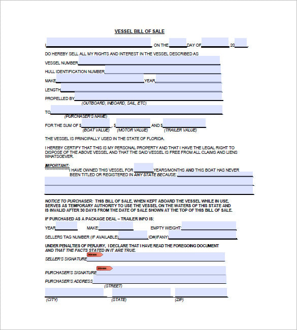 8+ Boat Bill of Sale Free Sample, Example, Format Download Free
