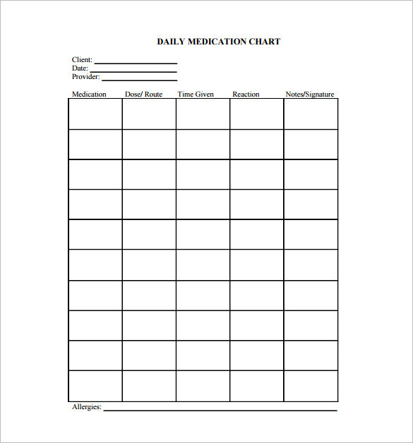 Monthly Medicine Chart