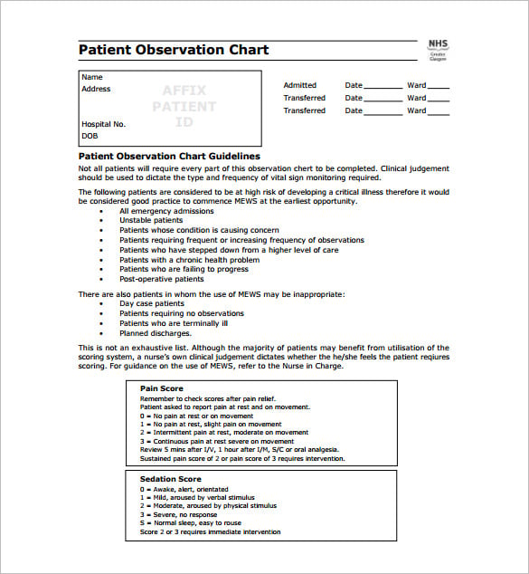 patient observation chart sample pdf download