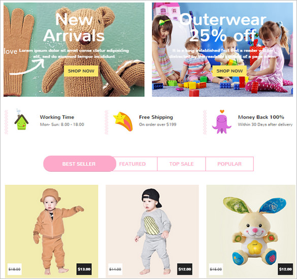 fiora kids responsive magento theme