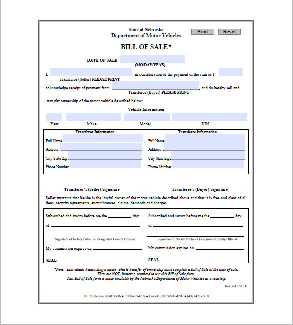 Bill of Sale Form - 13+ Free Word, Excel, PDF Format Download