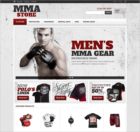 mixed martial arts store prestashop theme