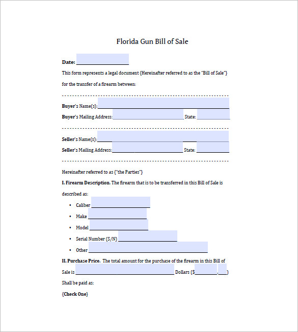 gun bill of sale template 10 free word excel pdf format download