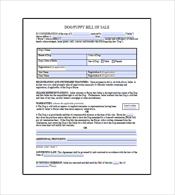 dog bill of sale template 13 free word excel pdf format download