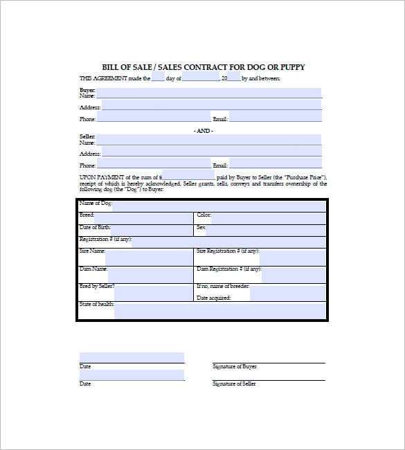 Dog Bill of Sale 8+ Free Sample, Example, Format Download! Free