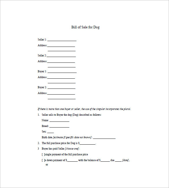 basic bill of sale printable