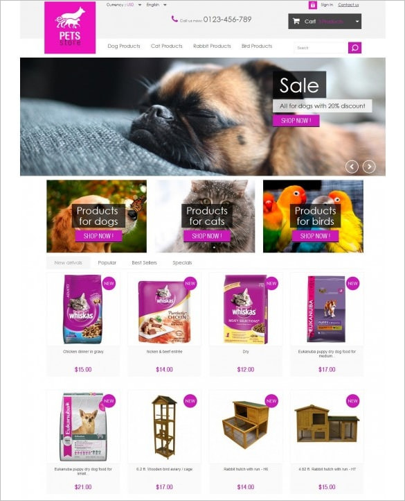 pets store responsive prestshop template