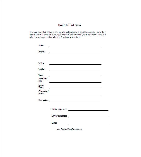 Watercraft Bill of Sale 8+ Free Word, Excel, PDF Format Download