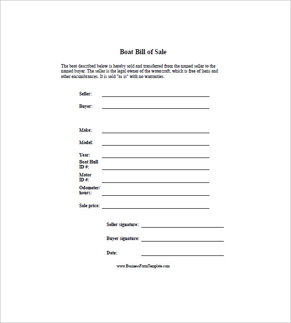 Watercraft Bill of Sale 8  Free Word Excel PDF Format Download
