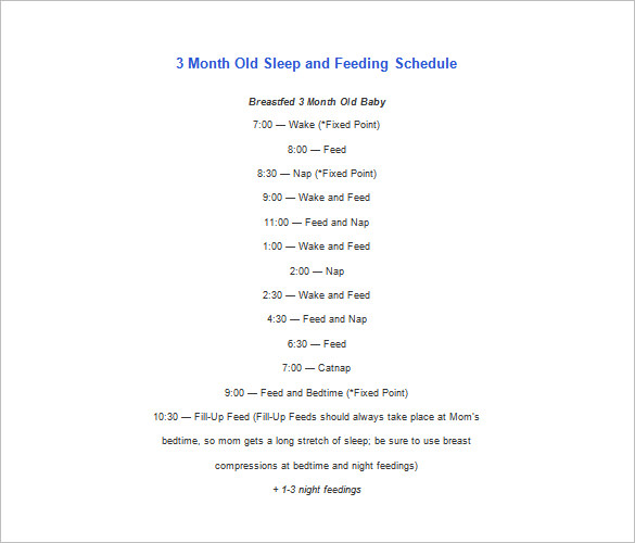 Formula Feeding Chart For 3 Month Old