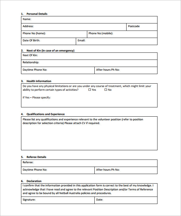 printable volunteer management plan schedule application form