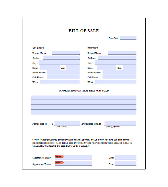 General Bill Of Sale 7 Free Sample Example Format Download 