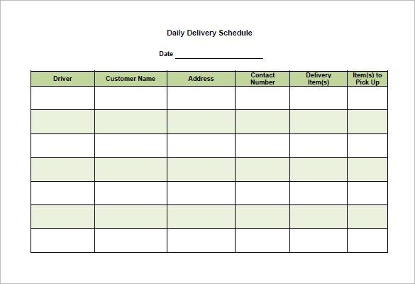 Delivery Template Excel