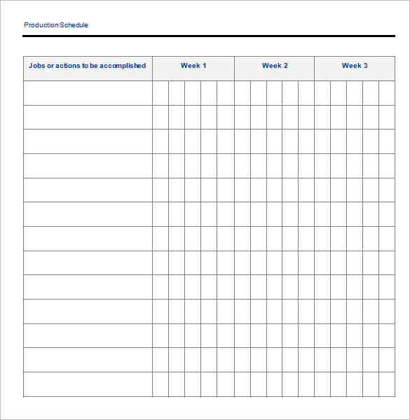 download production delivery schedule template