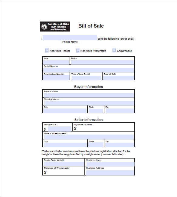 trailer bill of sale 8 free word excel pdf format download free