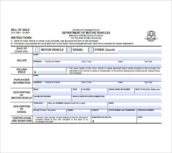 trailer bill of sale 9 free sample example format download free