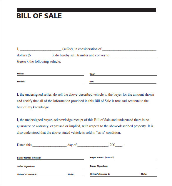 8+ Auto Bill of Sale - DOC, PDF