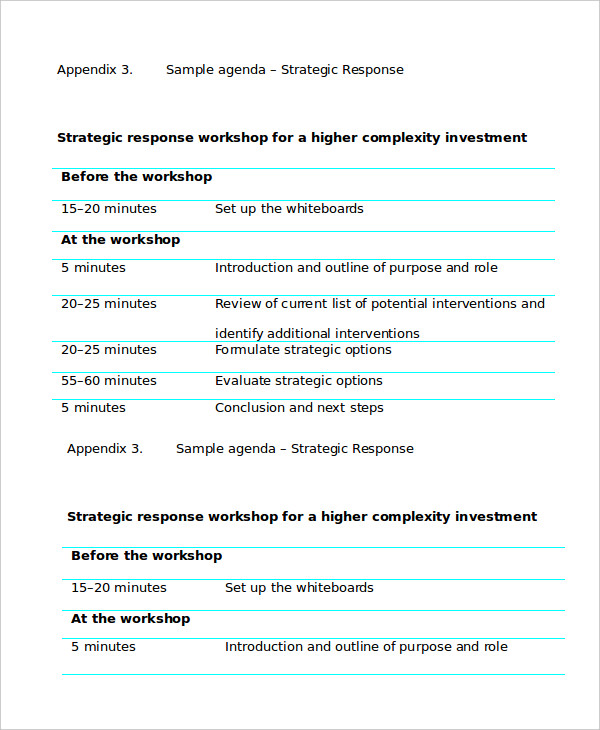 strategy workshop agenda template