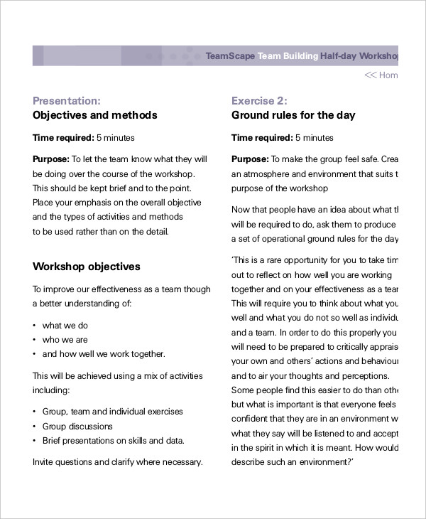 team building workshop agenda