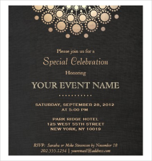 Motif Black Linen Look Formal invitation Template Download