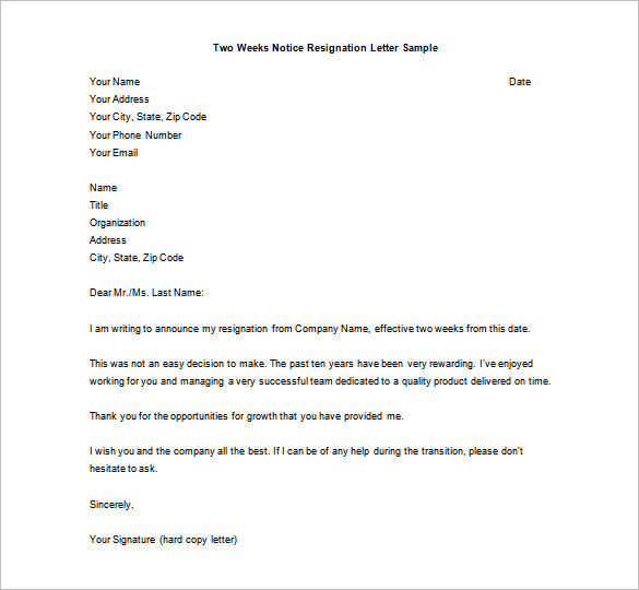 Resignation Letter Template - 17+ Free Word, PDF Format Download | Free ...