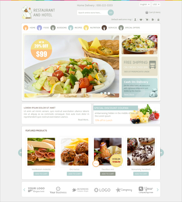 Restaurant & Hotel Magento Theme