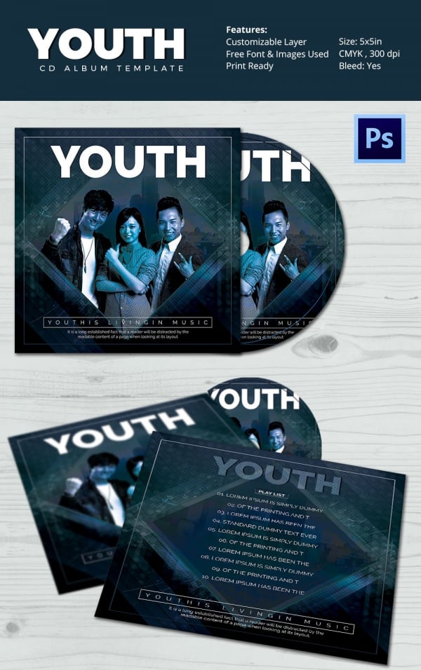 youth psd album cover template
