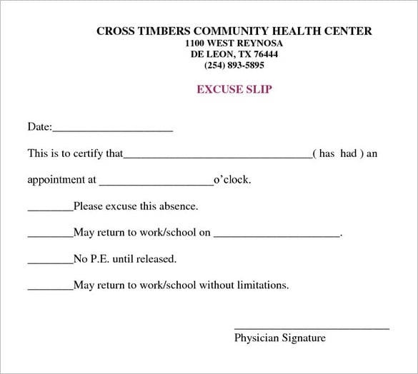 doctors excuse note template download