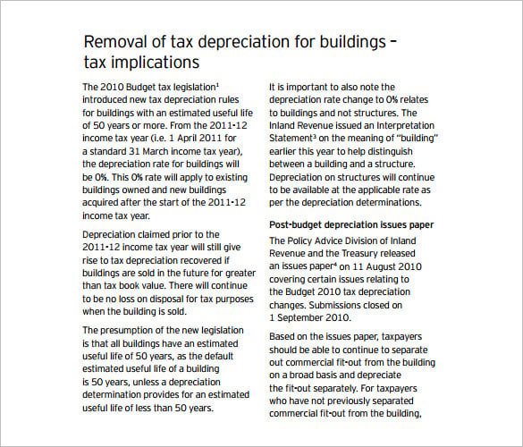 building depreciation schedule template pdf download