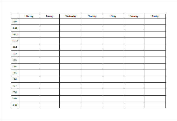 weekly study schedule template pdf format download