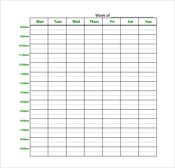 download blank weekly study schedule planner pdf download