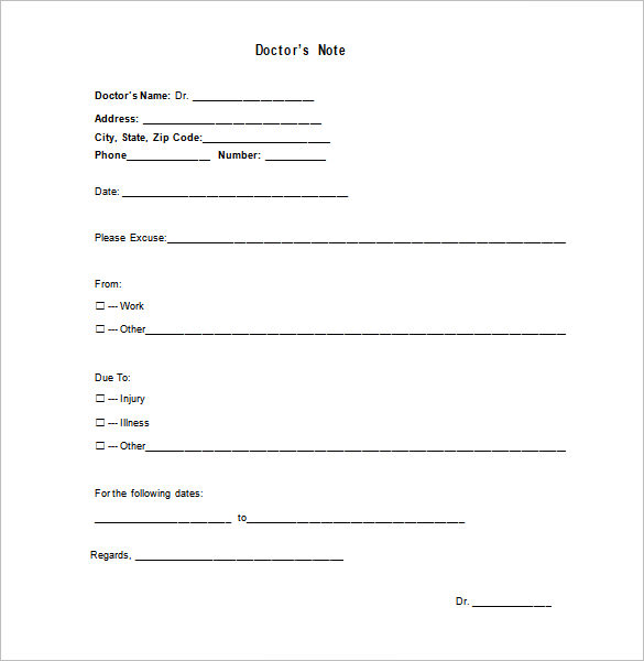 Medical Doctor Note Template - 11+ Word, Excel, PDF Format Download!