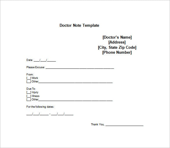 Medical Doctor Note Template 13 Free Sample Example Format Download 