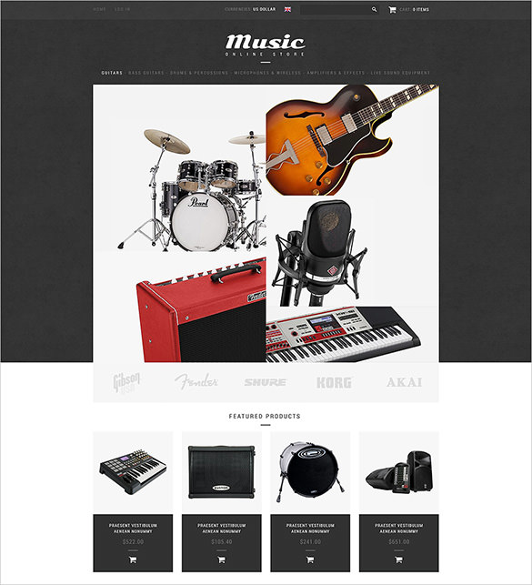 online music store zencart template