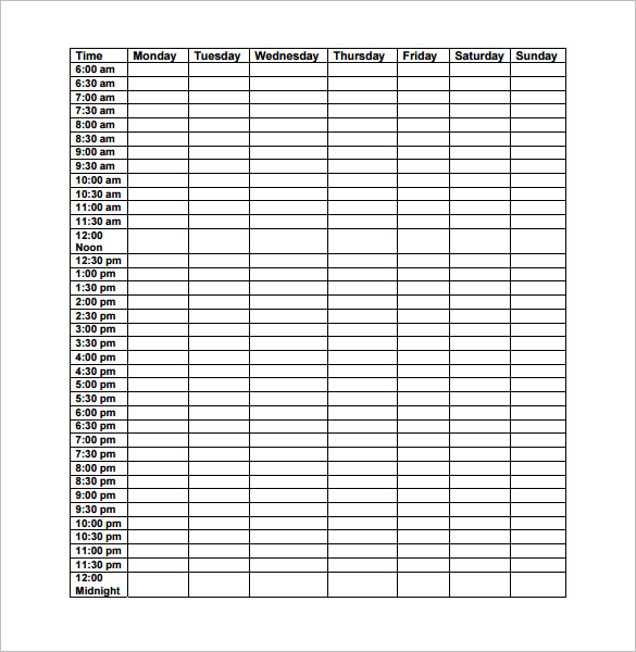 daily schedule with timings download pdf format