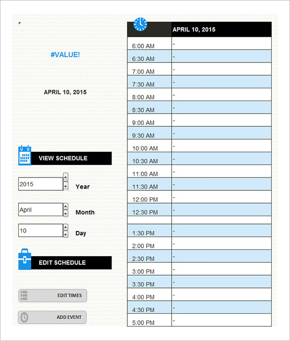 daily schedule template pdf free