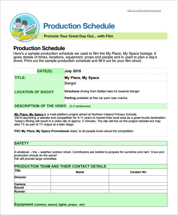 tv production schedule template pdf document