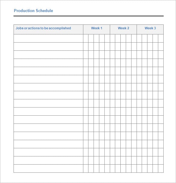 free production schedule template sample