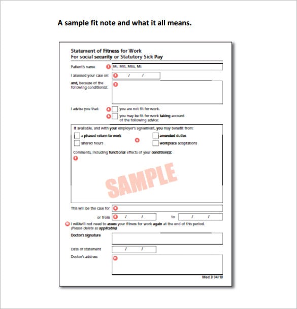 doctors fit note template for work pdf free download
