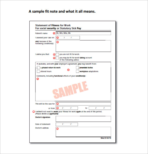 Doctor Note Templates for Work 7+ Free Sample, Example, Format Download!