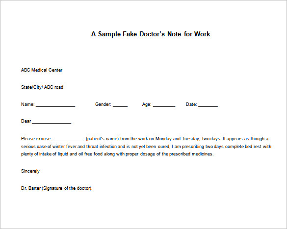 Excuse Note For Work Sample Master Of Template Document