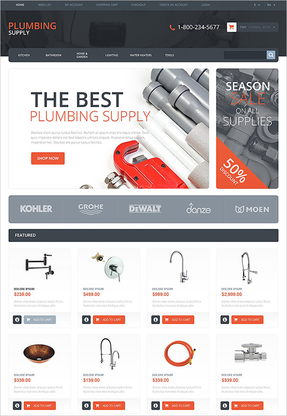 plumbing supply maintenance service opencart theme
